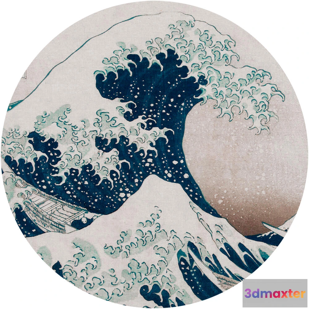 1683873 - Wall Art - Wallpaper Hokusai round 3D Max