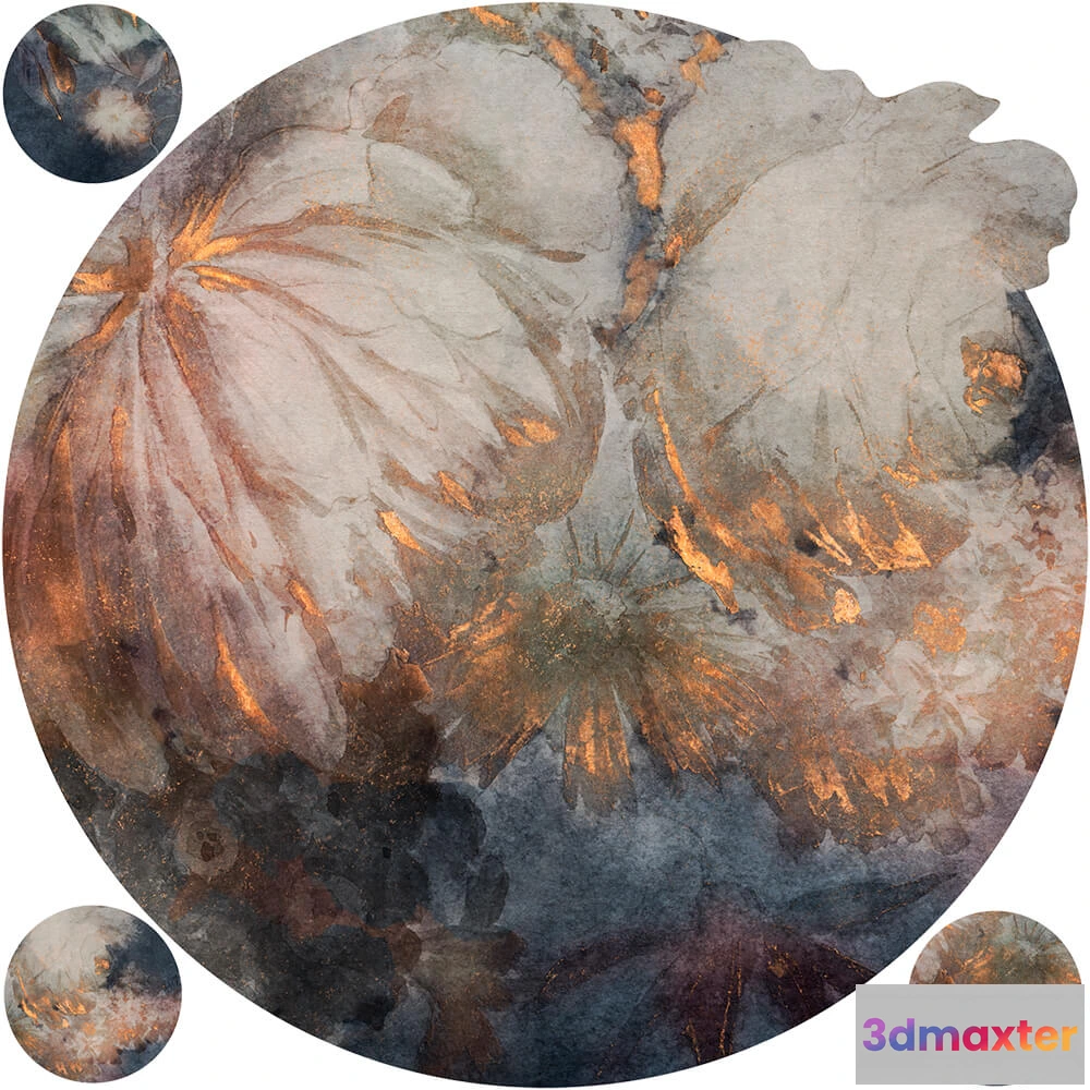 1683887 - Wall Art - Wallpaper Harmony Blue round 3D Max