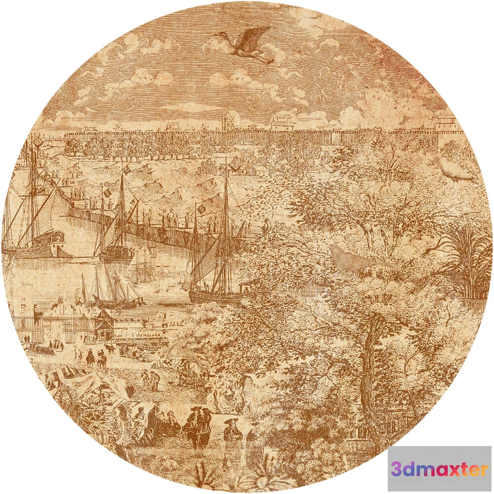 1683893 - Wall Art - Wallpaper Gulliver Rust 2 round 3D Max