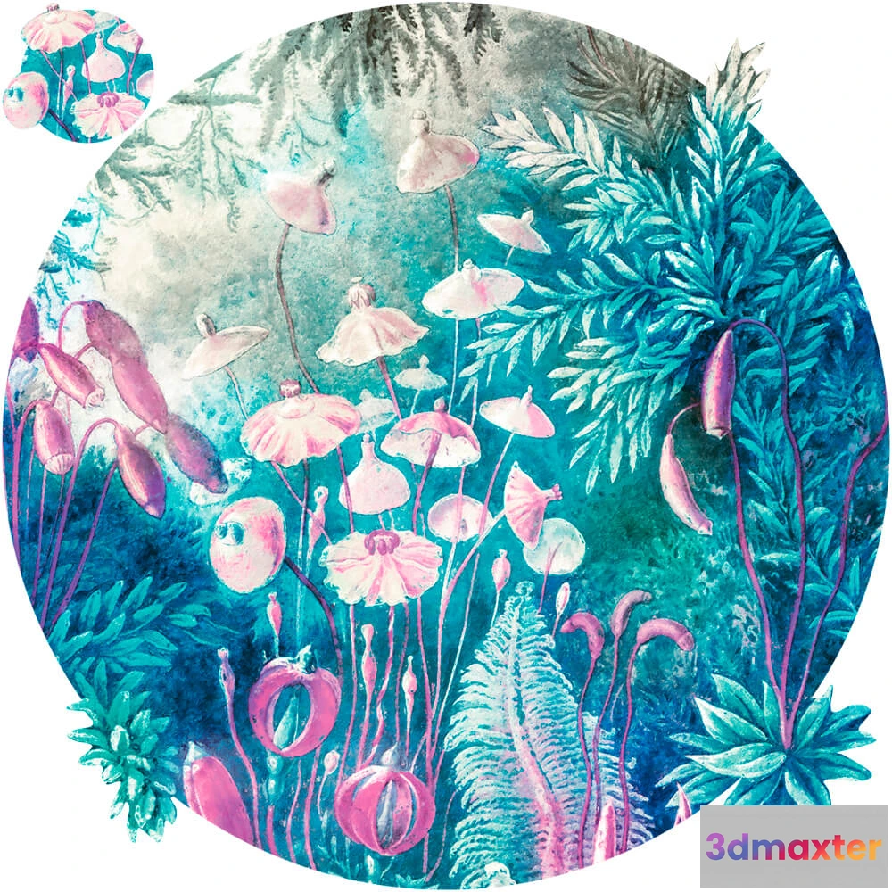 1683903 - Wall Art - Wallpaper Fairytale Blue round 3D Max