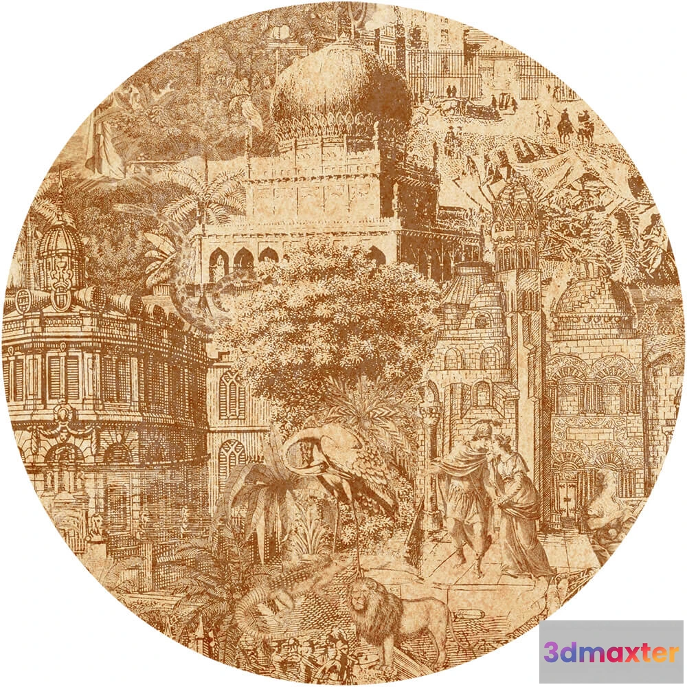 1683915 - Wall Art - Wallpaper Gulliver Rust round 3D Max