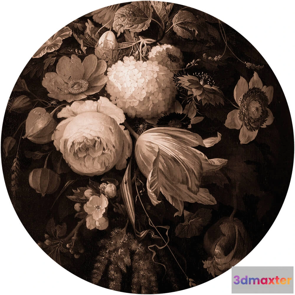 1683965 - Wall Art - Wallpaper Boudoir Beige round 3D Max