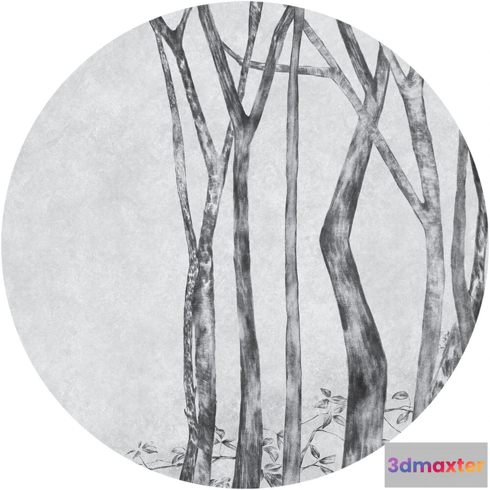 1683981 - Wall Art - Wallpaper Betulla round 3D Max