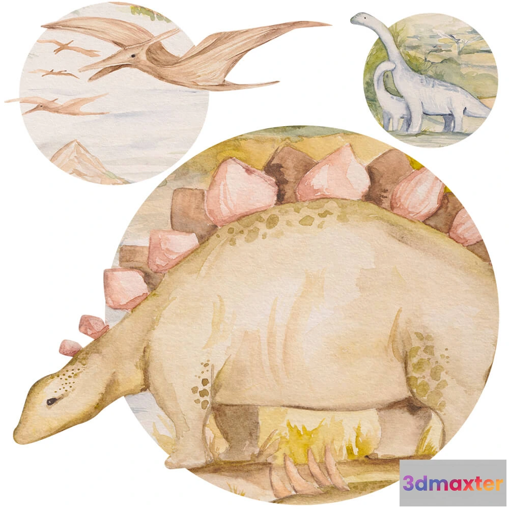 1683989 - Wall Art - Wallpaper Dino Story round 3D Max