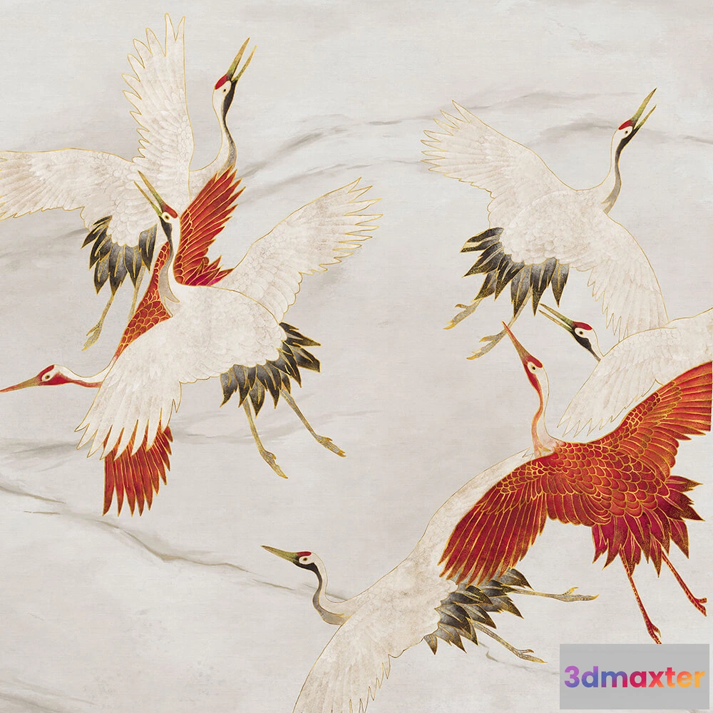 1684235 - Wall Art - Wallpaper Creamy Tsuru 3D Max