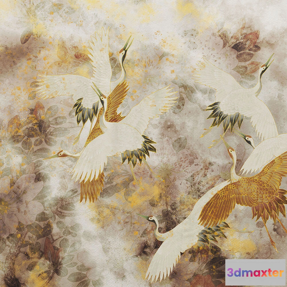 1684255 - Wall Art - Wallpaper Beige Tsuru 3D Max