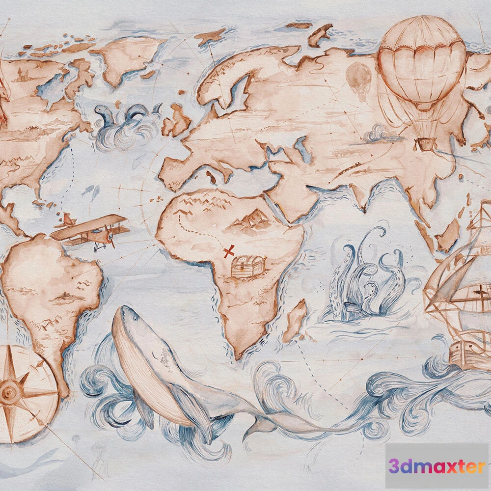 1684375 - Wall Art - Wallpaper Whale Tale 3D Max