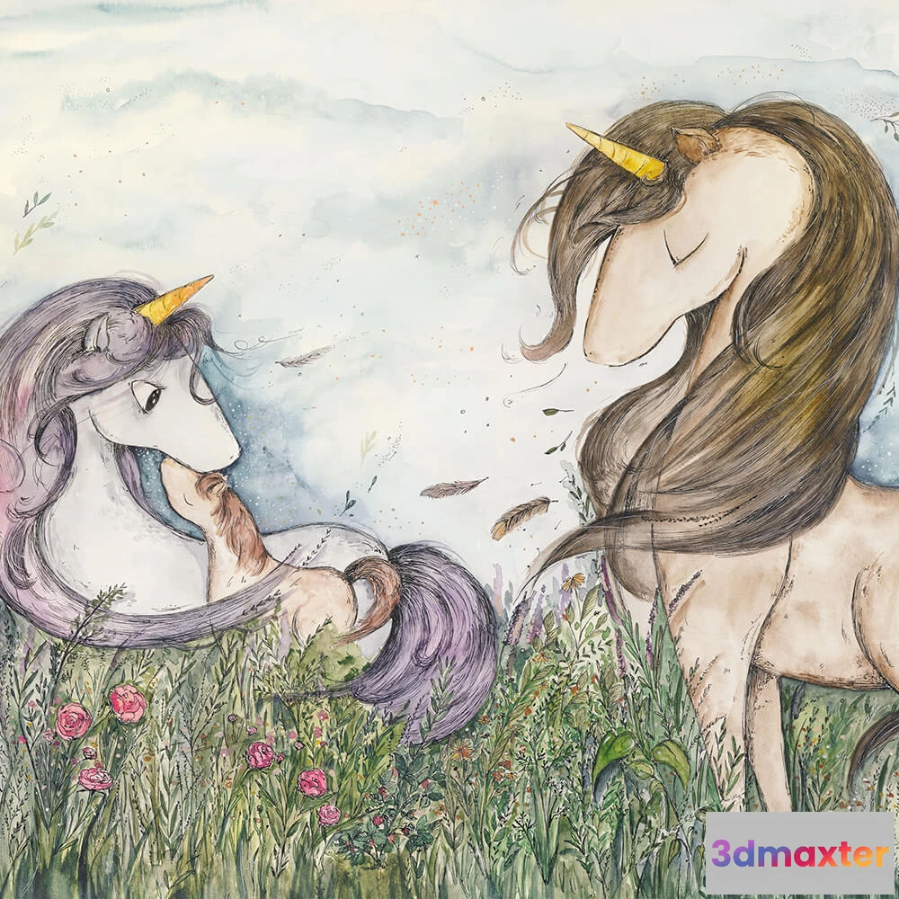 1684393 - Wall Art - Wallpaper Wild Unicorns 3D Max