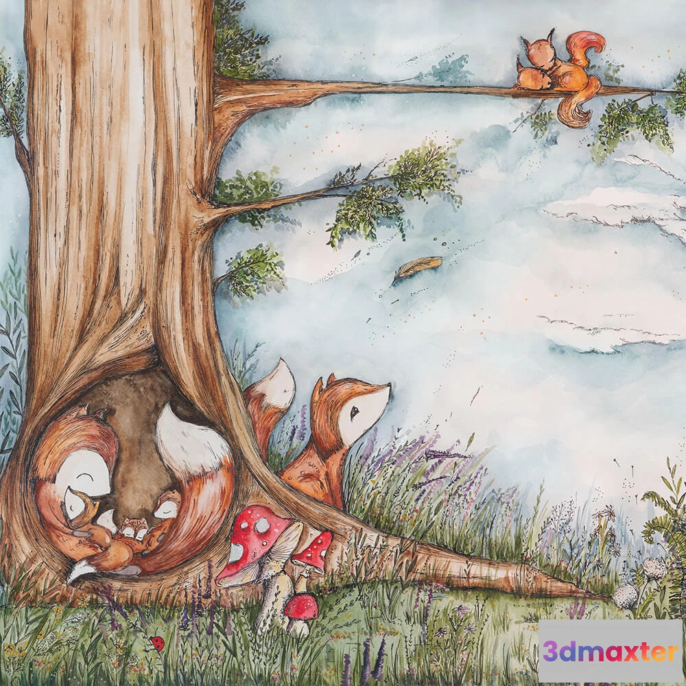 1684419 - Wall Art - Wallpaper Fox Hollow 3D Max