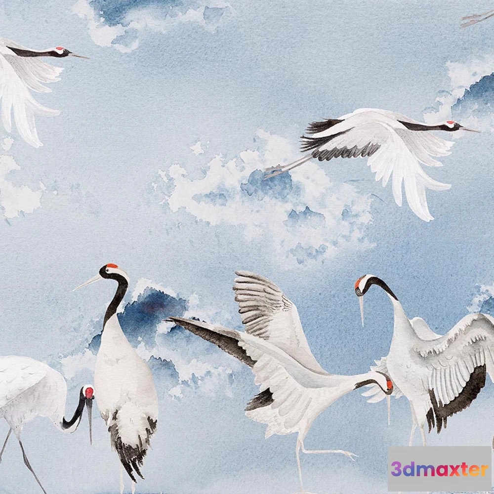1685339 - WallPepper - Wallpaper Dancing Cranes 3D Max