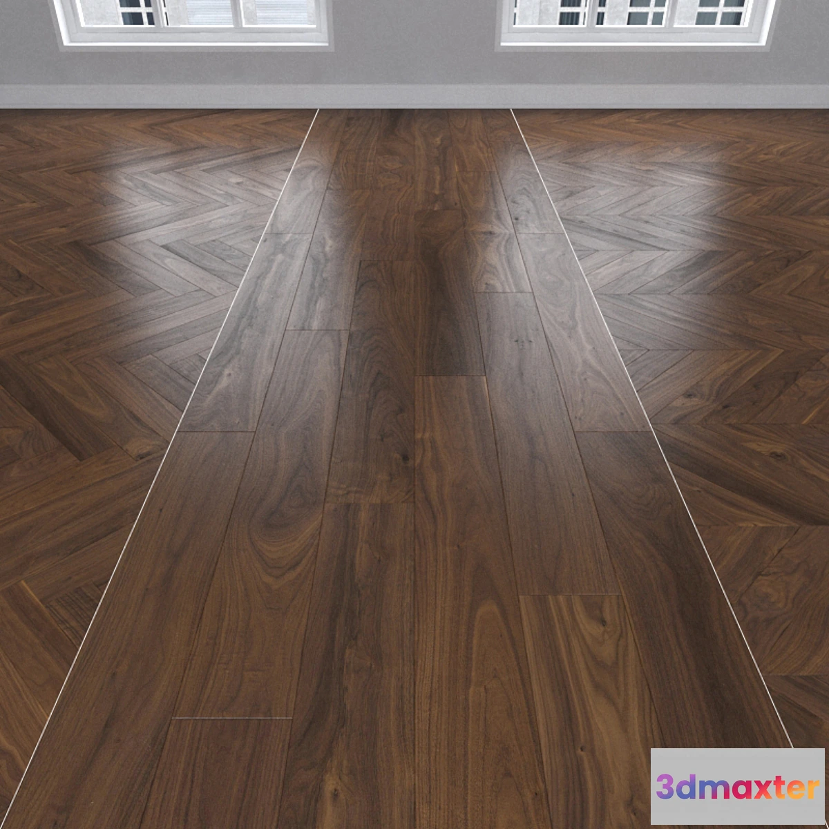 1296391 - Parquet American walnut 3 kinds herringbone linear chevron. 3D Max