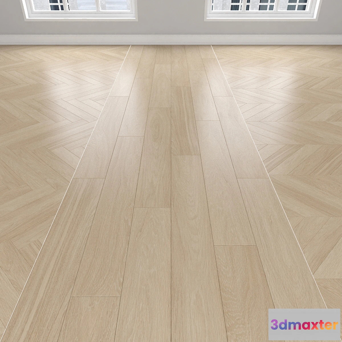 1322000 - Parquet Oak cream 3 types herringbone linear chevron. 3D Max