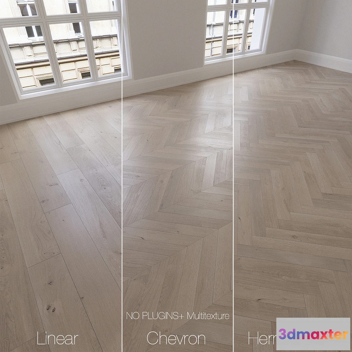 576488 - Parquet natural oak anchorage 3 types. Linear chevron herringbone.