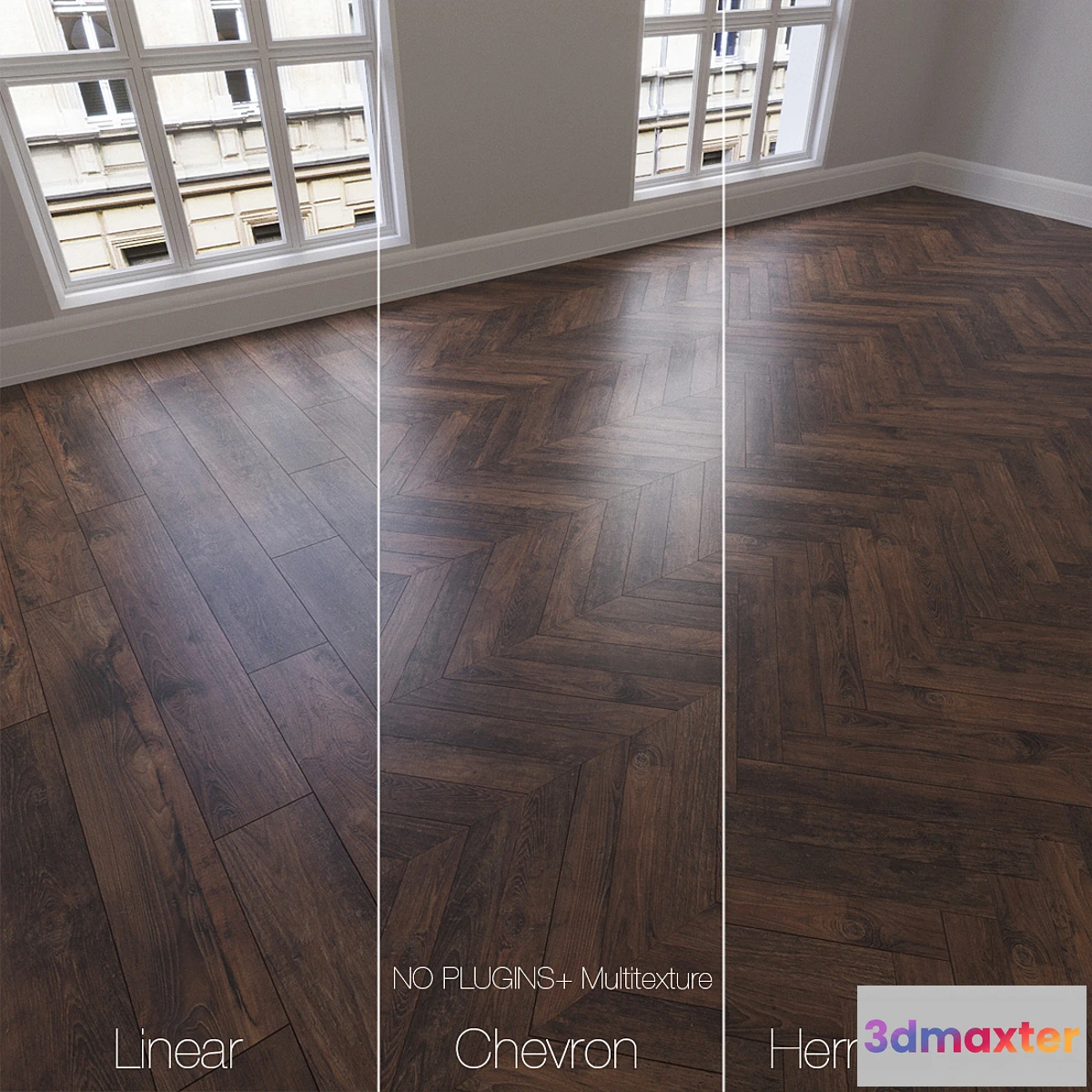 576508 - Parquet natural oak Calypso 3 types. Linear chevron herringbone.