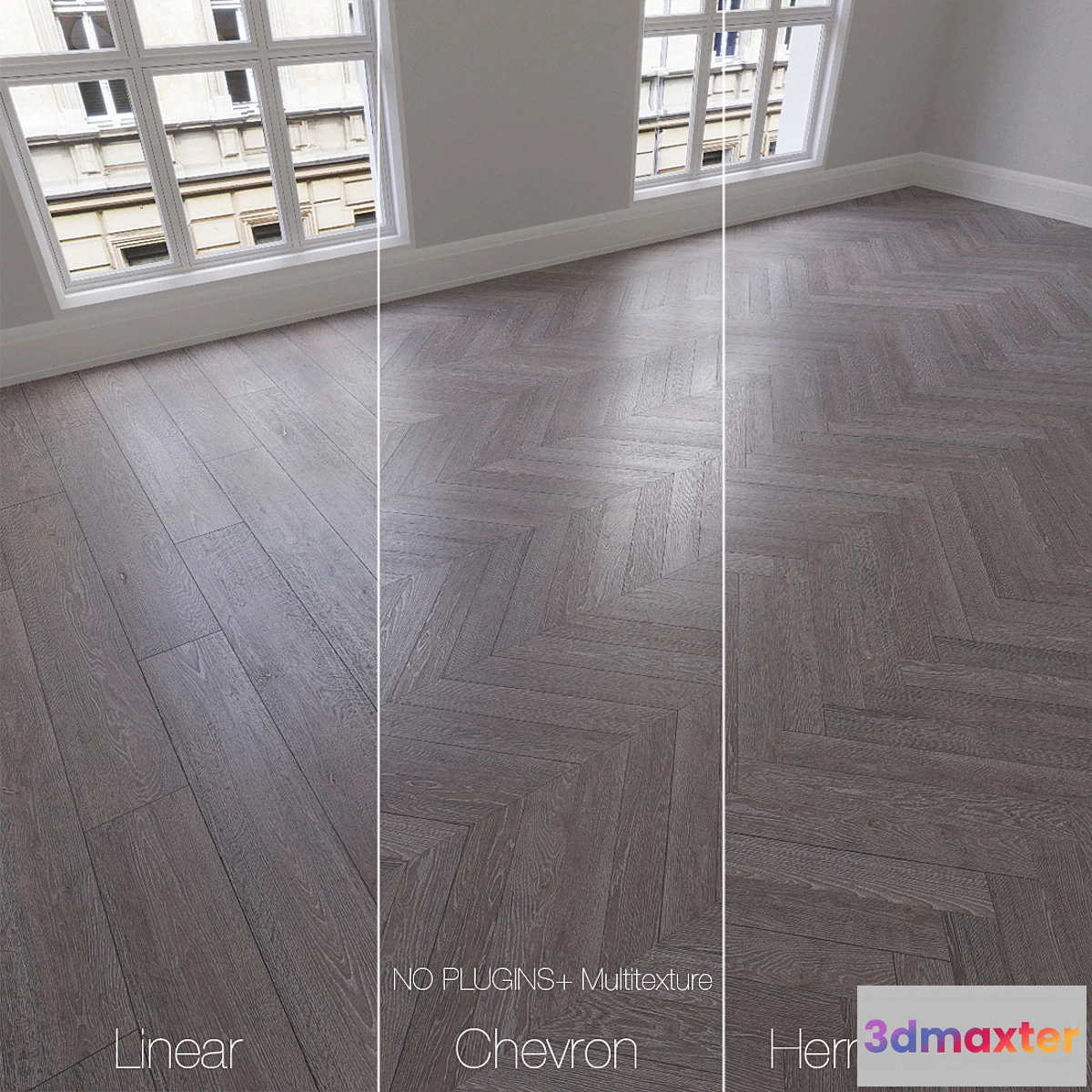 576536 - Parquet natural oak Flint 3 types. Linear chevron herringbone.