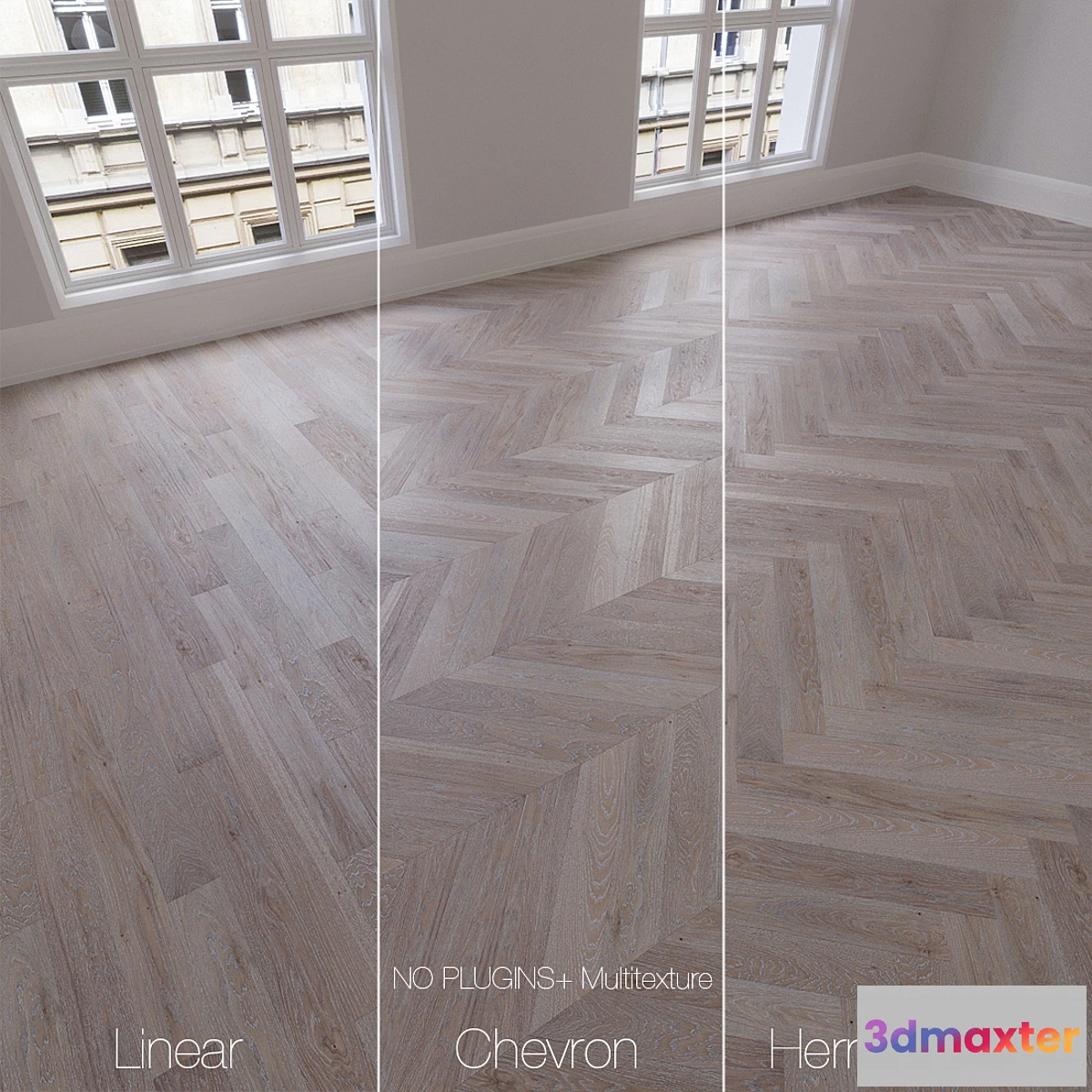 576538 - Parquet natural oak Crystal 3 types. Linear chevron herringbone.