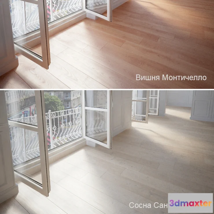 576610 - Parquet 3 species Pine San Fernando Cherry Monticello Walnut