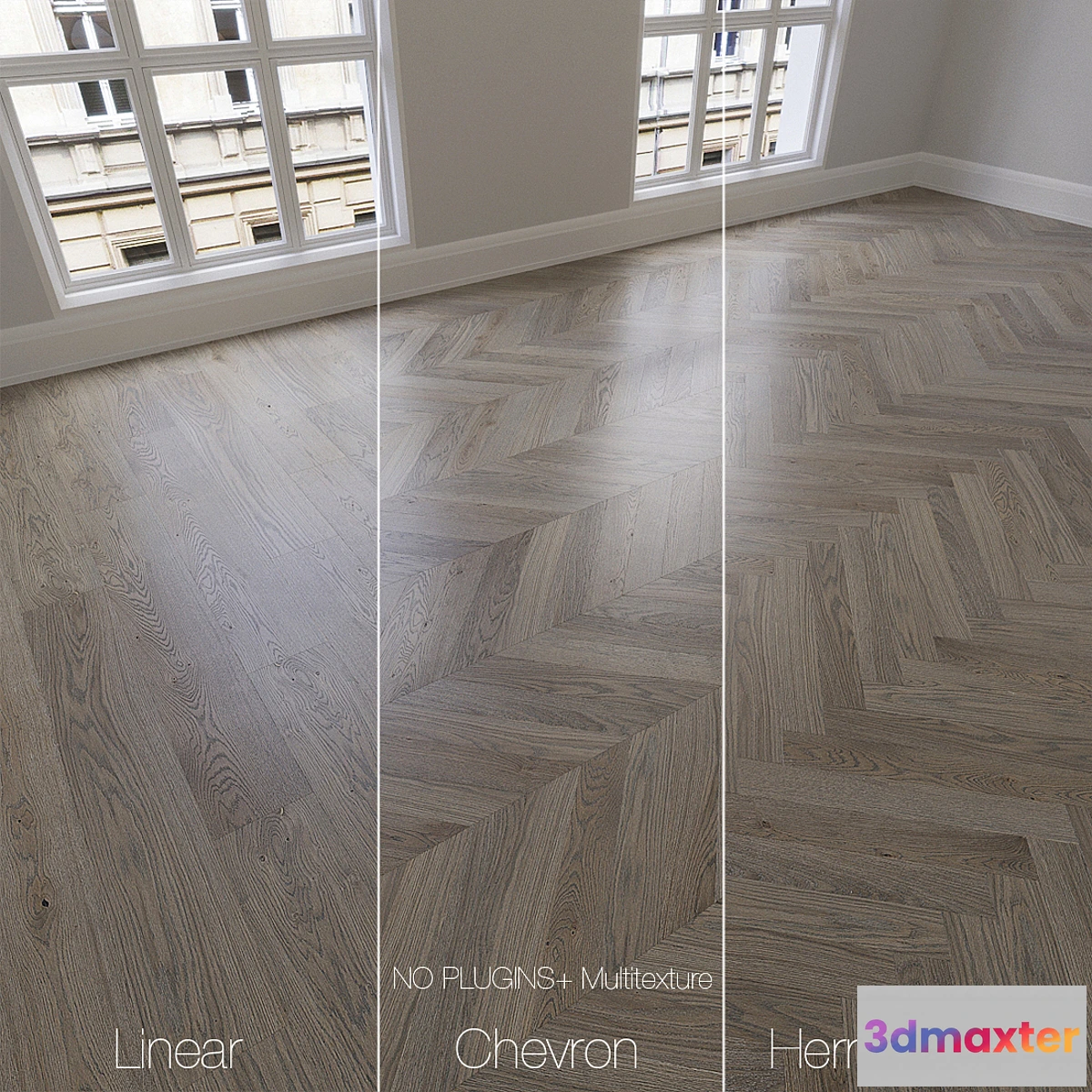 664373 - Parquet natural oak Twilight 3 types. Linear chevron herringbone. - No.2