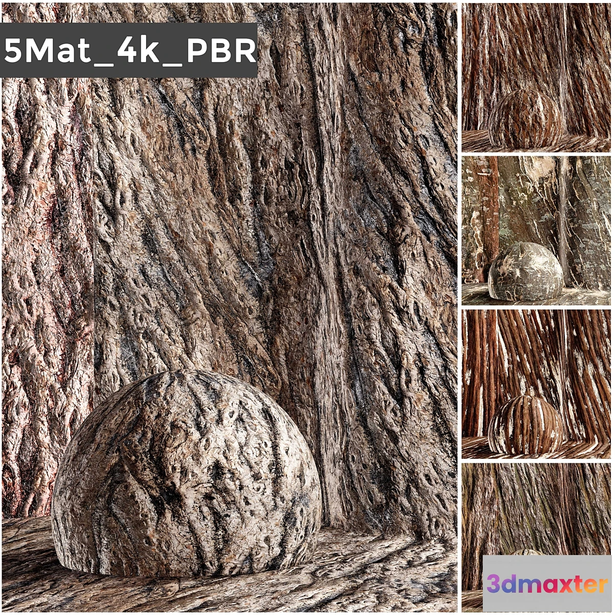 701550 - set 5 bark PBR materials 006 arc