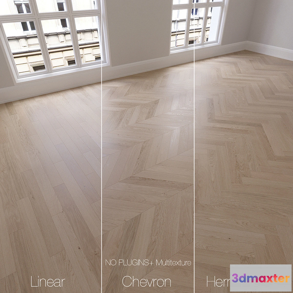 818926 - Parquet natural oak Sapphire 3 types. Linear chevron herringbone. - No.2