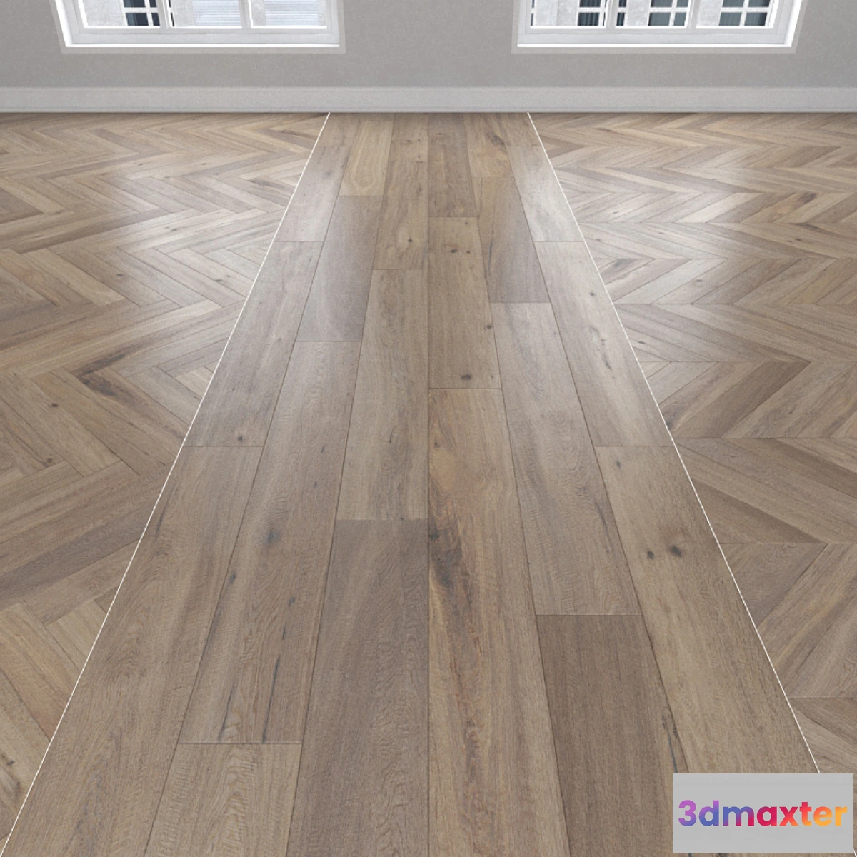 818932 - Parquet Oak smoked 3 kinds herringbone linear chevron.